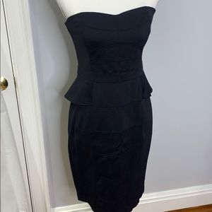 WHBM Strapless Peplum Black Dress